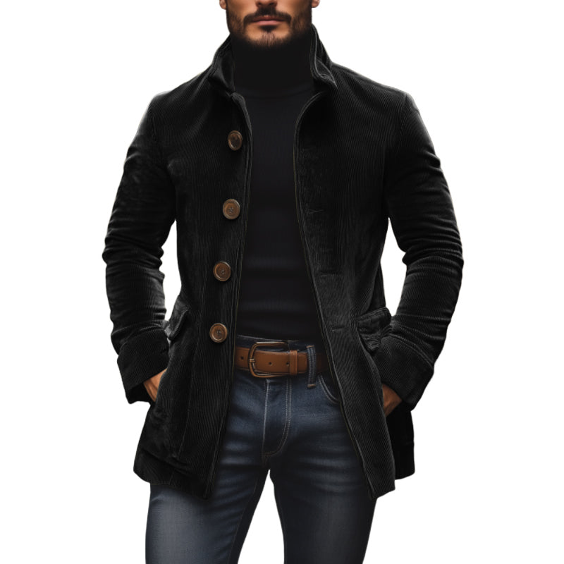 【24-hour shipping】Men's Vintage Corduroy Stand Collar Single Breasted Slim Short Coat 66901253M